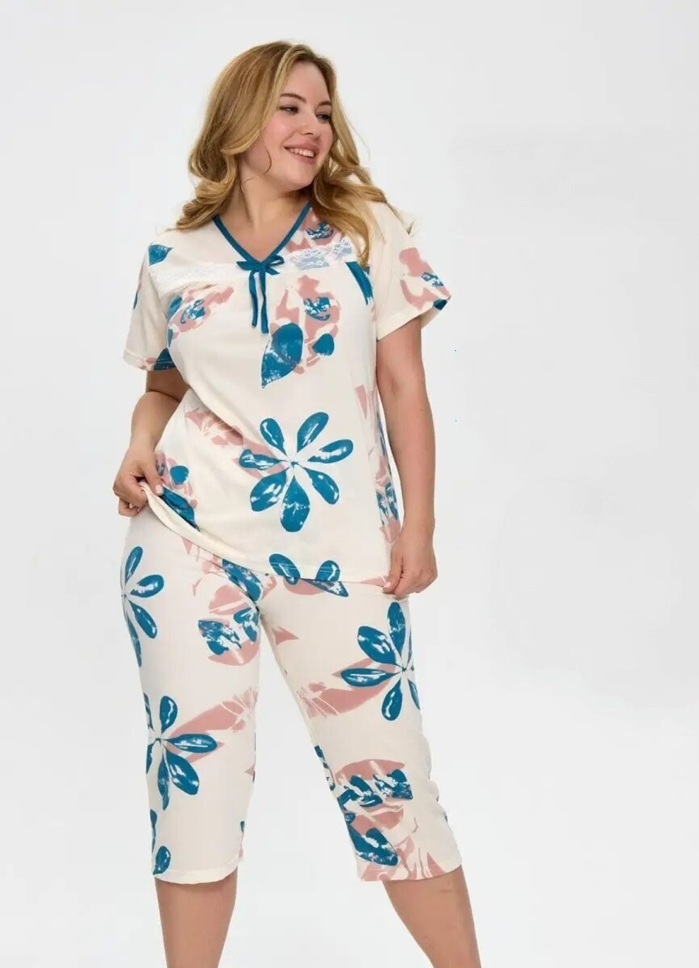 Пижама бриджи+футболка к/р В8406