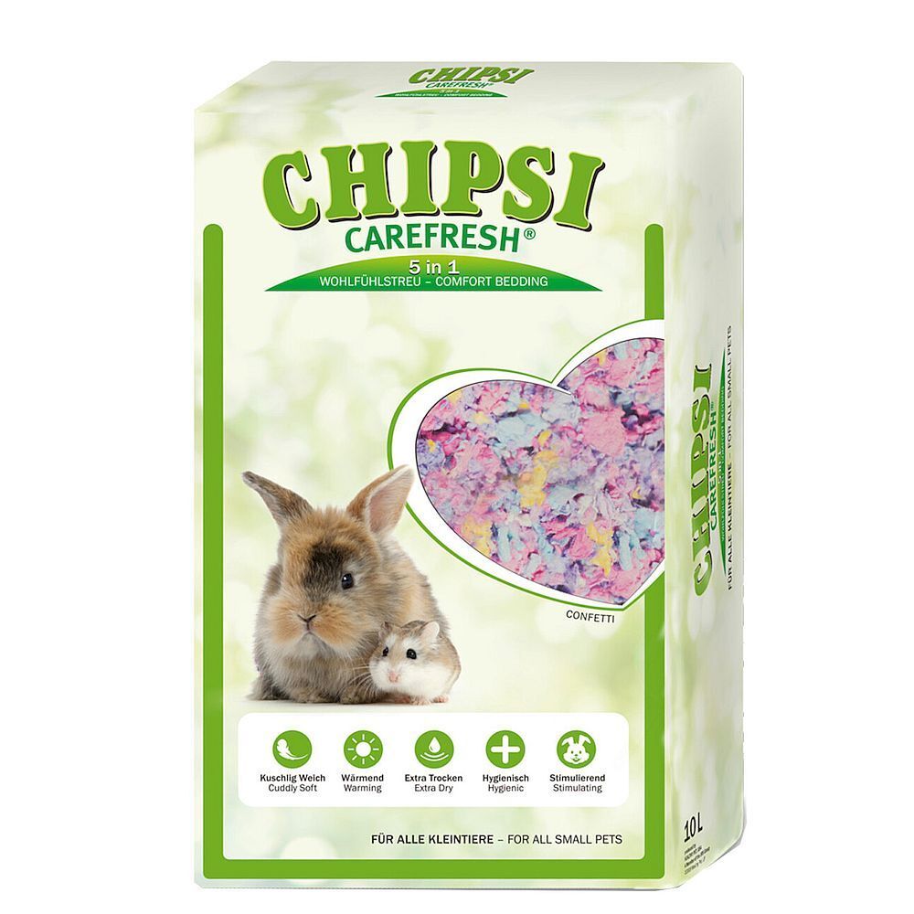 CHIPSI CAREFRESH CONFETTI - наполнитель целлюлозный разноцветный для птиц и мелких домашних 10л