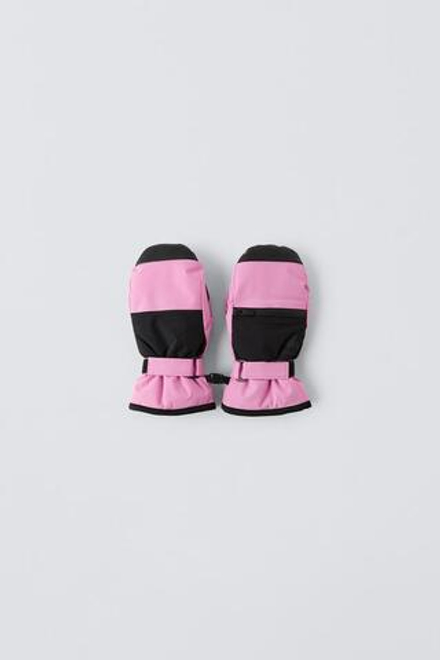 ZARA НЕСКОЛЬЗЯЩИЕ ВАРЕЖКИ SKI COLLECTION, РОЗОВЫЙ