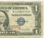 Банкнота США 1 доллар (серебряный сертификат) 1935E N 32380574 H. VG
