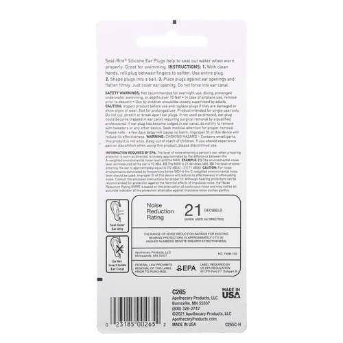 Ezy Dose, Pro-Techs, Seal-Rite, силиконовые беруши, зеленый, 6 пар и футляр
