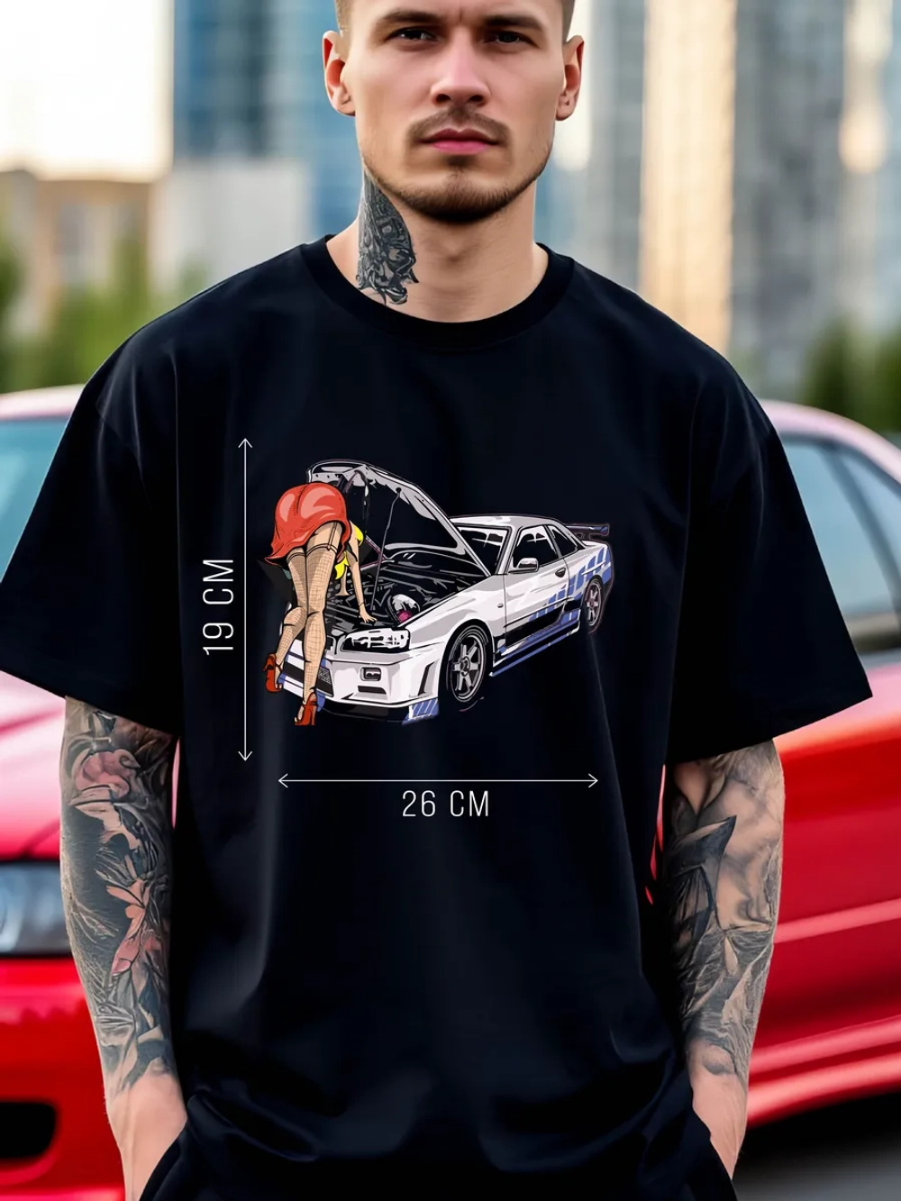 Футболка мужская y2k с принтом машиной