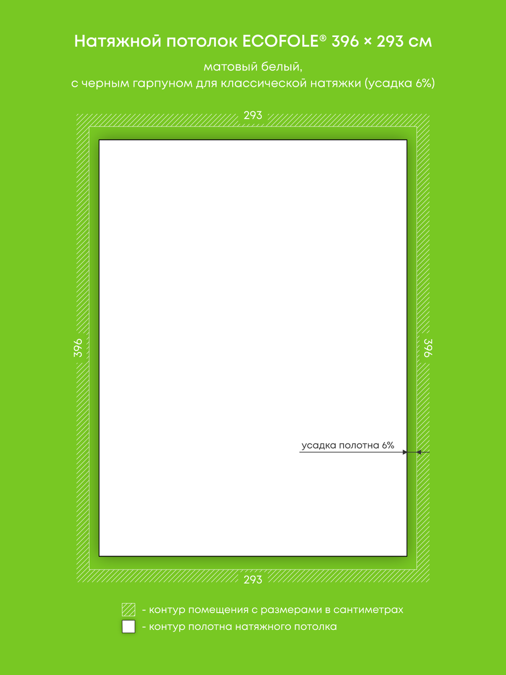 Матовый натяжной потолок 11.6 м2