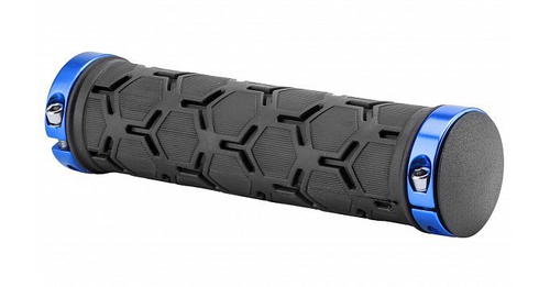 Грипсы XH-G181BL 130 мм чёрные, синие кольца, в инд. упаковке, арт. 150233 (10216170/010821/0228802, Китай)