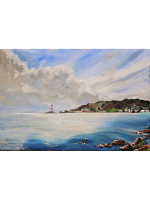 Картина авторская акрилом интерьерная на холсте 27*41 см для интерьера "Отражение неба"