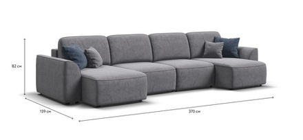 П-образный диван Кинг Модуль Велюр Роял агат