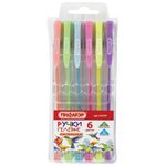 Ручки гелевые ПИФАГОР, НАБОР 6 ЦВЕТОВ, ПАСТЕЛЬНЫЕ, корпус прозрачный, узел 0,7 мм, линия письма 0,5 мм, 142797