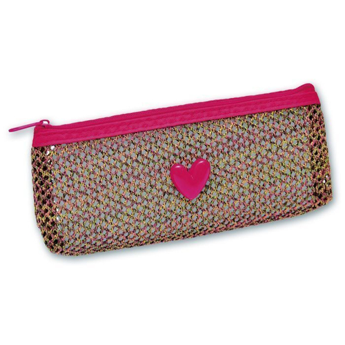 Пенал-косметичка 200*90*40 ткань "Сердечко" малиновый ФЕНИКС+ 46479