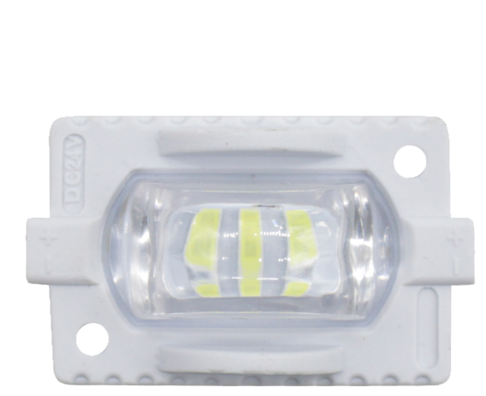 Светодиодный модуль 24V 2.4w  плафон прямоуг на 3SMD+ЛИНЗА Белый CL 45*30мм MDL-2-4W-WHITE-24V
