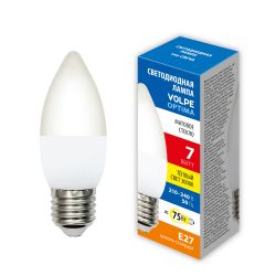 LED-C37-7W-3000K-E27-FR-SLS Лампа светодиодная. Форма свеча. матовая. Теплый белый свет 3000K. ТМ Volpe