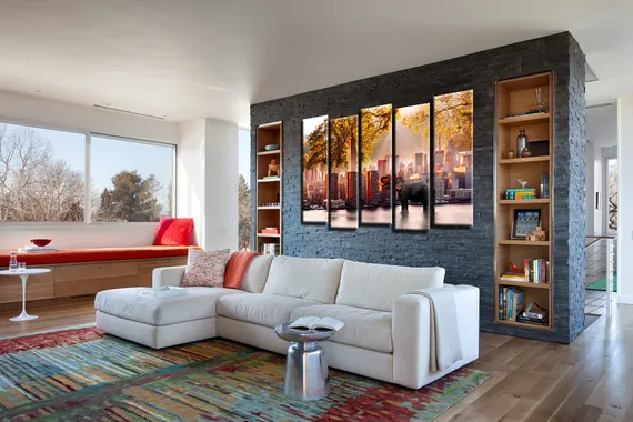 Модульная картина "Слон в городе"