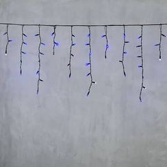 Светодиодная бахрома с колпачком 3,1*0,5 м., 120 синих LED ламп, мерцание, черный провод ПВХ, IP65, LTC (PIL120BLWCAP-11-2B)