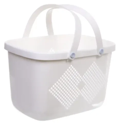 Корзинка для хранения с силиконовыми ручками «БИРСТАД», цвет белый, 32*23.5*21см