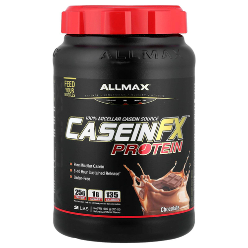 ALLMAX, Casein-FX™, 100% мицеллярный протеин казеина, шоколад, 907 г (2 фунта)
