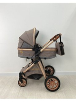 Коляска-трансформер 3в1 Luxmom V9 new коричневый текстиль