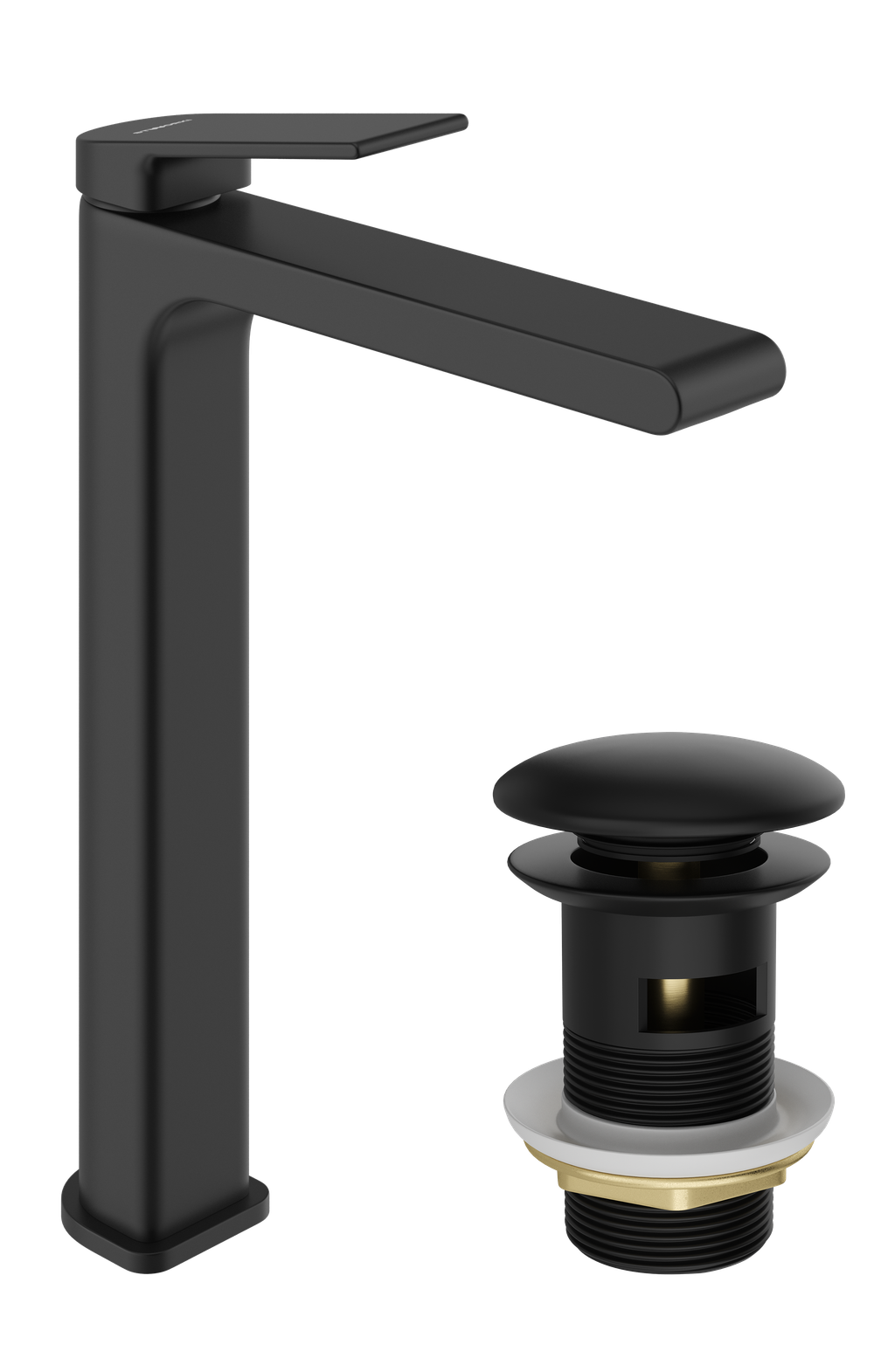 Смеситель для раковины STWORKI Ольборг S20020BK + донный клапан SD-001BK черный матовый