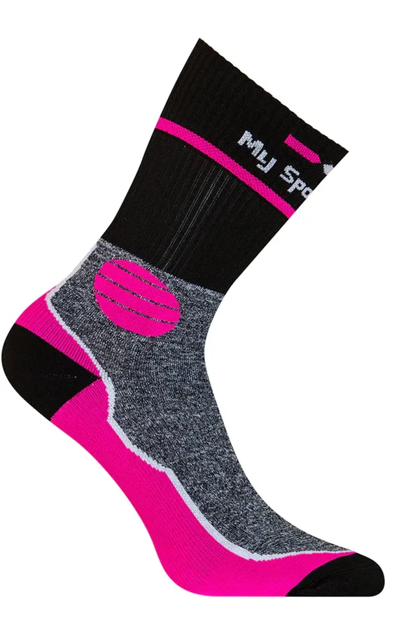 GD9181 Calza Sportiva Corta Nero-Fucsia