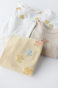 ZARA НАБОР ИЗ ПЯТИ БОДИ С ПРИНТОМ "ПТИЦЫ", РАЗНОЦВЕТНЫЙ