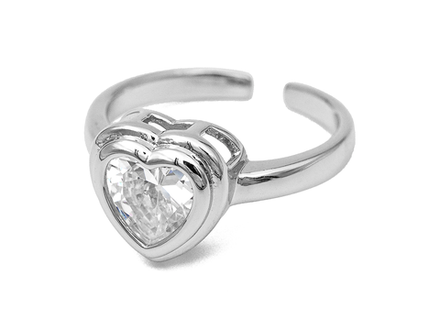 Кольцо "Сердце" 11мм, с прозрачным кристаллом (разъемное)