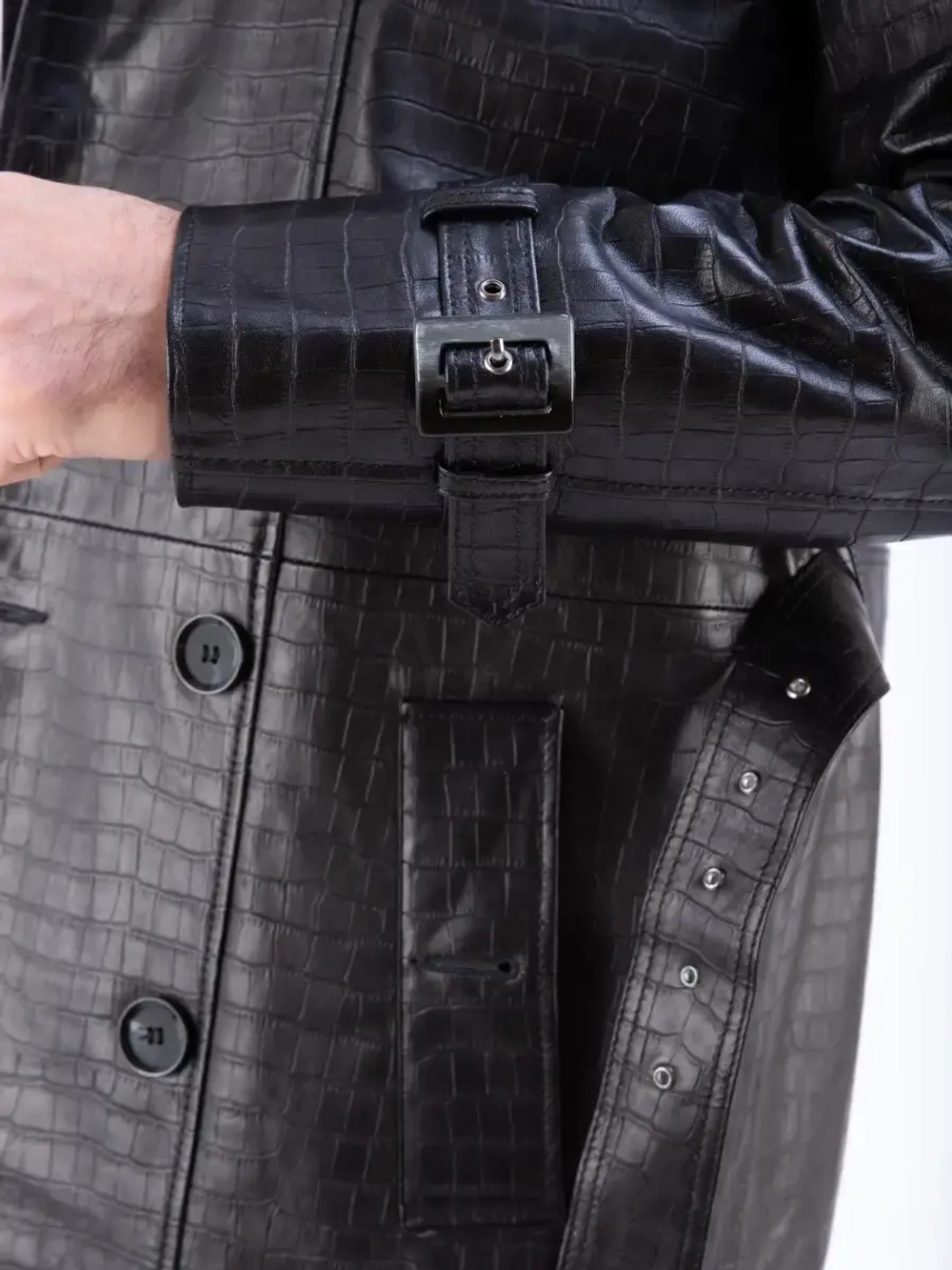 Плащ мужской кожаный  натуральный тренч