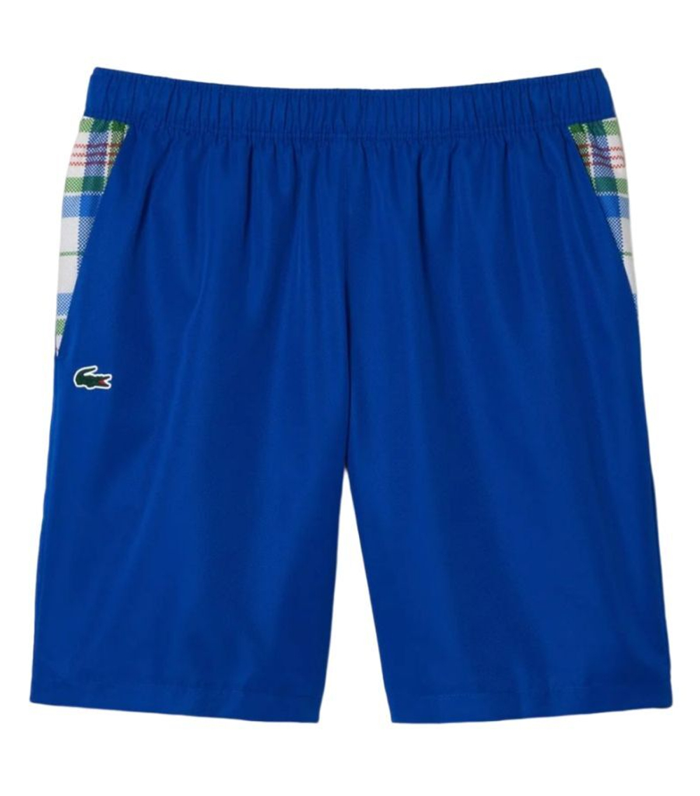 Мужские теннисные шорты Lacoste Tennis Checked Colourblock Shorts - blue/white