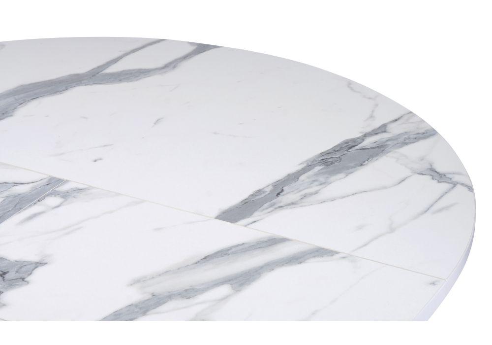 Деревянный стол Бетина 100(130)х100х75 мрамор белый / черный