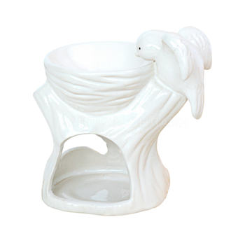 Аромалампа Птичка на пеньке цвет белый 11 см