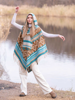 Пончо женское шерстяное с орнаментом