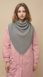 Оренбургский пуховый платок с шелком П1-100-03 серый