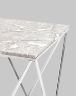 Журнальный столик Авалон 61*61 серый мрамор сталь серебро