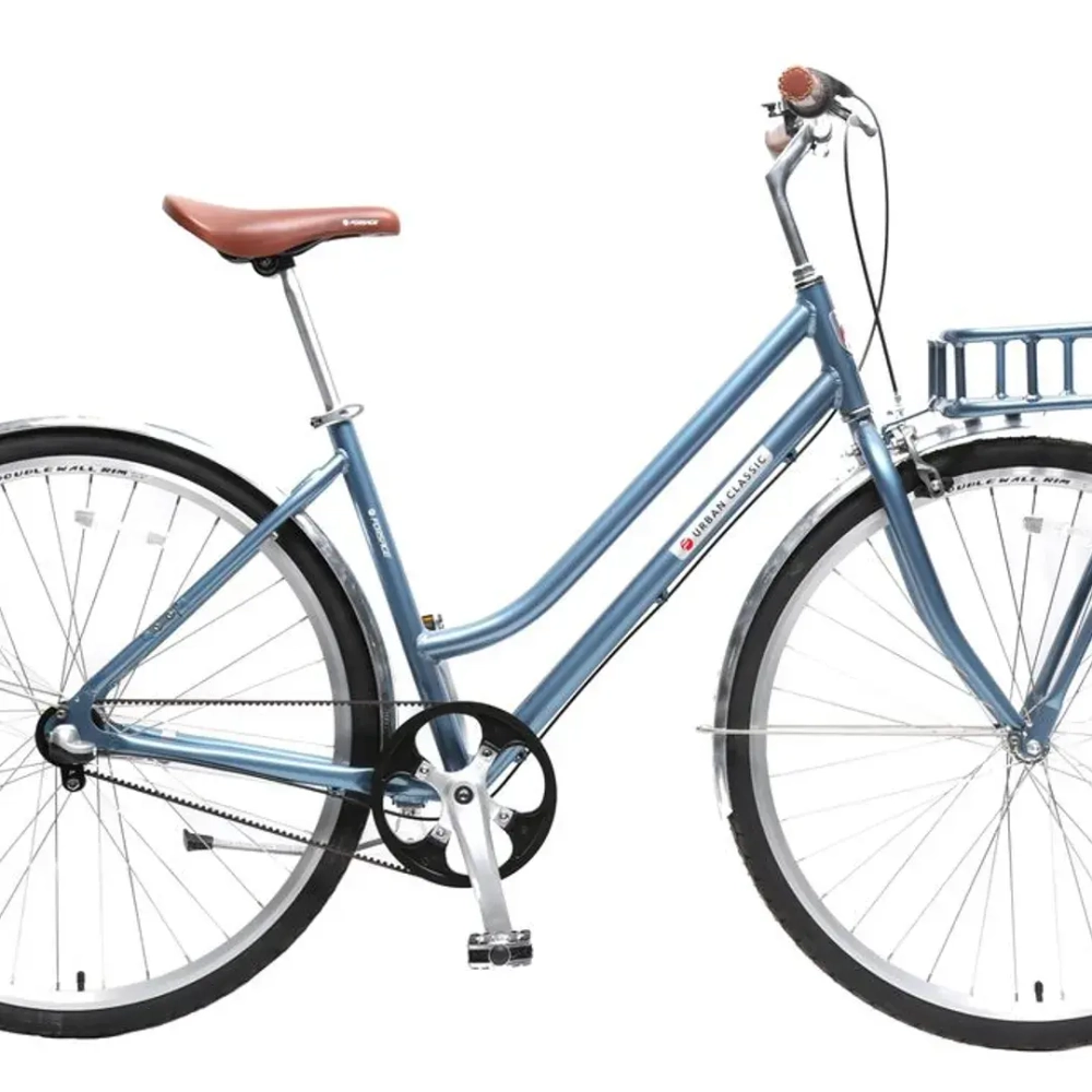 Велосипед Urban Classic F(Al 6061,колесо700с,пер/зад покр35C,3 планетар. скорости, тормаза:U-Brake,зад ножной, ремен. передача,рост до 175см, голубой) Forsage-вело FB28004