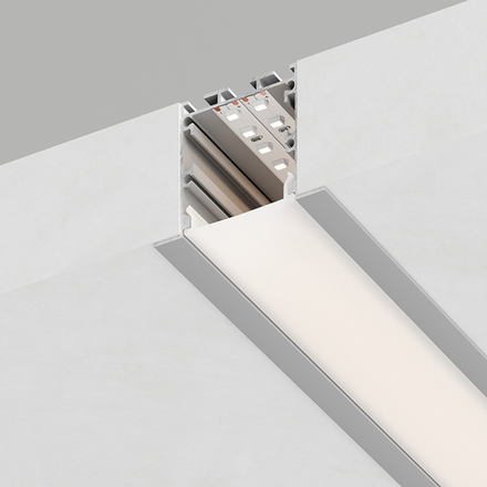 2000*35*51мм Комплект профиль встраиваемый для светодиодной ленты, цвет серебро, в комплекте 2 заглушки + экран + 4 крепежа