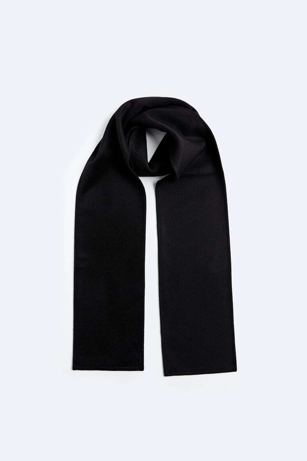 ZARA ШАРФ ИЗ СМЕСОВОЙ ШЕРСТИ, ЧЕРНЫЙ