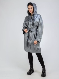 Кожаный плащ на осень с капюшоном