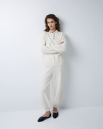 Поло объемного кроя из смесового кашемира молочный