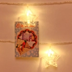 Гирлянда для дома 4,0 м 20 ламп LED с насадками ЗВЕЗДА Прищепка, прозрач.провод, Теплый белый