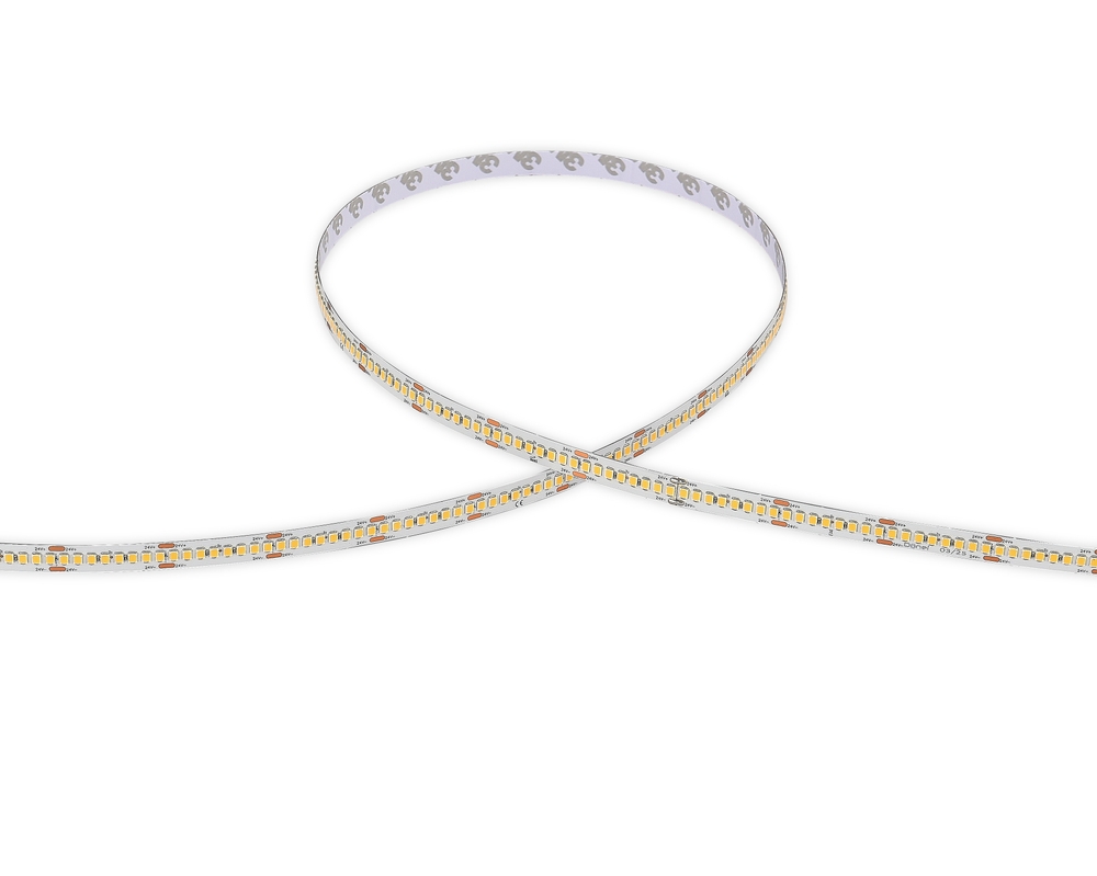 Лента светодиодная SMD тёпло-белая DC24V 22W/m 3000K 2380Lm/m 240д/м CRI>90 IP20,  упаковка 5 метров,  ширина 10мм,  высота 1, 6мм,  самоклейкая