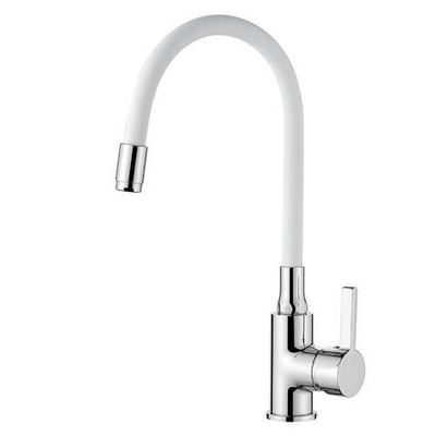 смеситель кухня  LEDEME гибкий шланг белый L4898-3