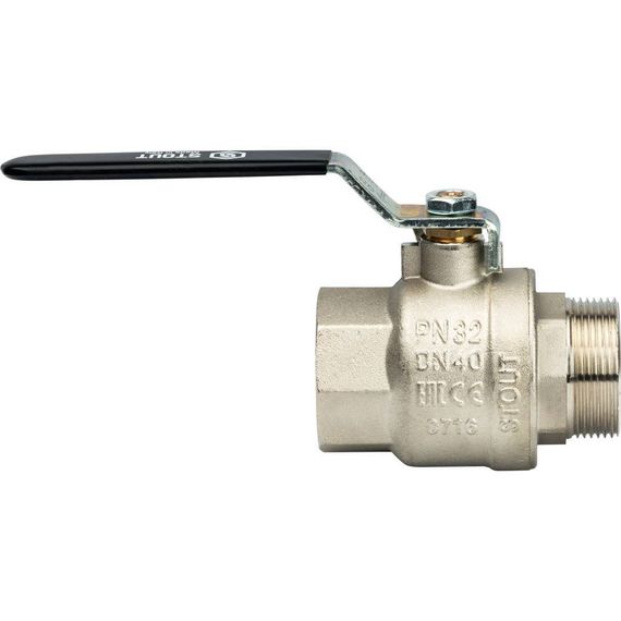 Кран шаровый STOUT Н-В 1&quot;1/2 рычаг полнопроходной 26347