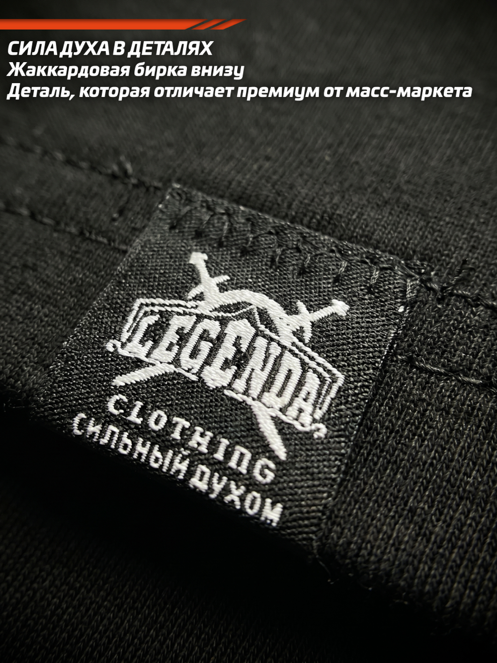 Футболка спортивная хлопковая мужская черная LEGENDA Плюшевая сила