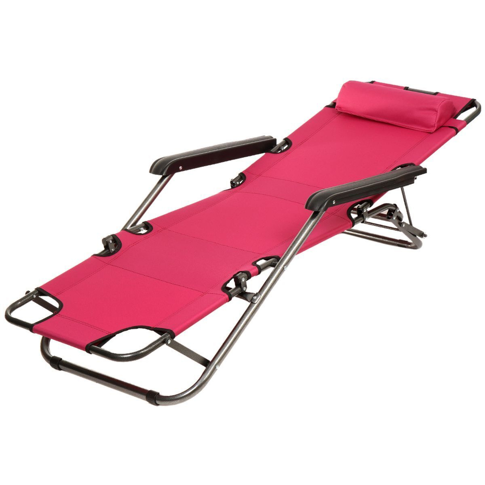 Шезлонг пляжный металл, 153х60х80 см, 100 кг, 2 положения спинки, малиновый, Green Days, YTBC051-19-2047