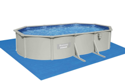 Стальной бассейн Bestway Hydrium Oval Pool 610х360х120 см + песочный ф/насос 5678 л/ч, лестница, тент, подстилка (56369 BW)