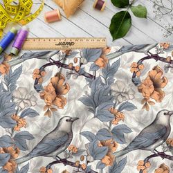 Ткань премиум шелк искусственный Армани магический сад