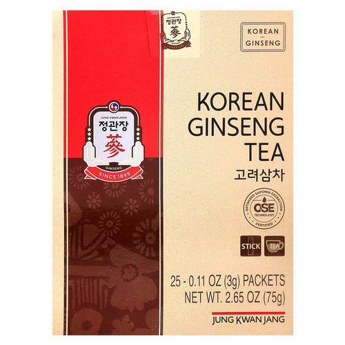 JungKwanJang, корейский чай с женьшенем, 25 пакетиков по 3 г (0,11 унции)