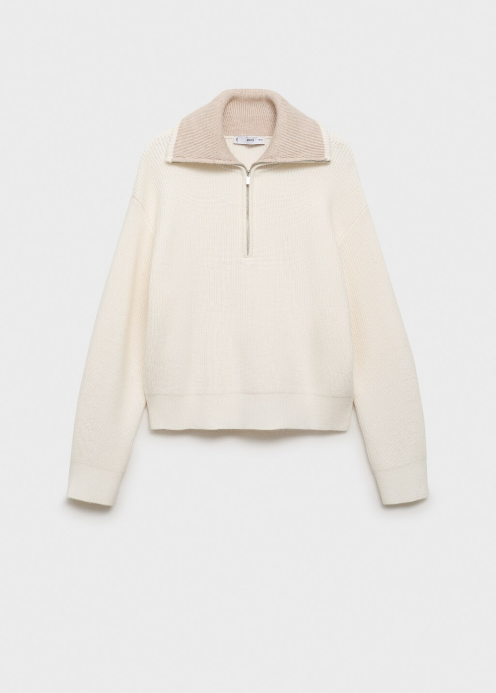 Джемпер с контрастным воротником и застежкой-молнией