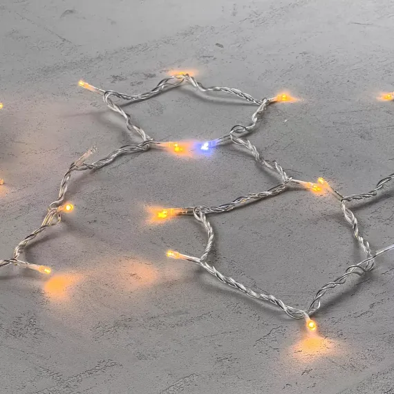 Светодиодная гирлянда с белым бликующим диодом 10 м, 220-230V., 100 желтых LED ламп, прозрачный ПВХ, LTC (PST100BLW-10-2Y)