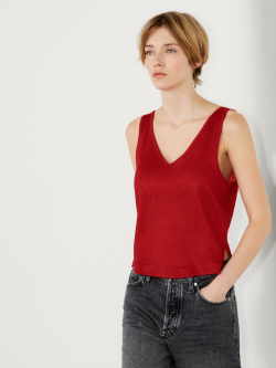 Massimo Dutti Топ из 100% льна на бретелях, красный