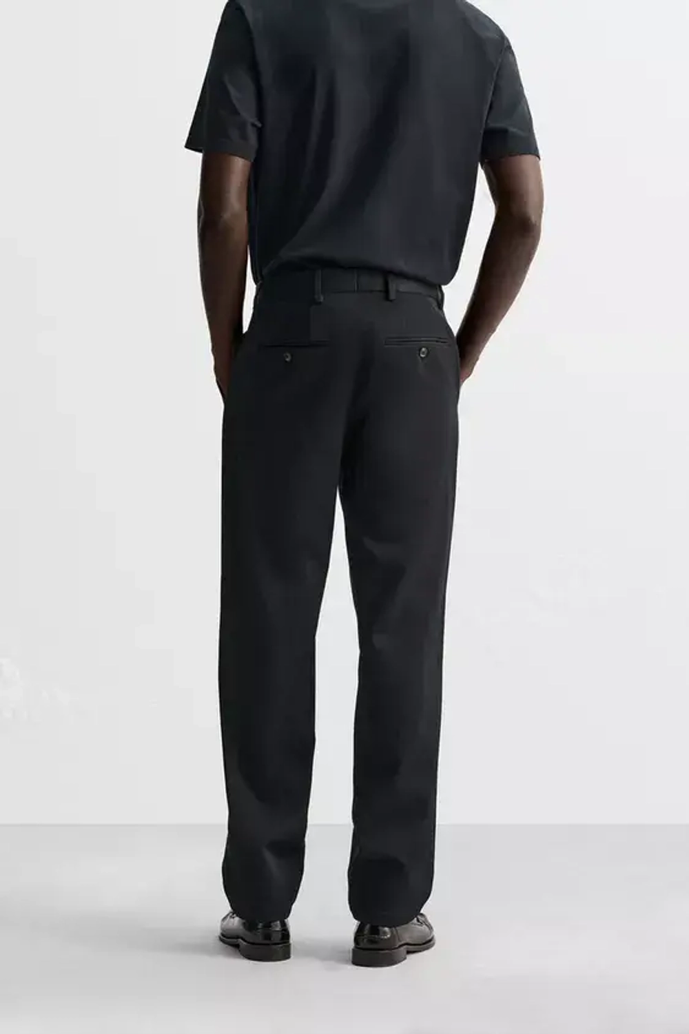 ZARA БРЮКИ ИЗ ХЛОПКА И ШЕРСТИ, МОРСКОЙ СИНИЙ