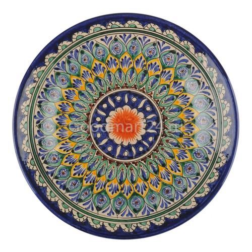 Ляган синий 46 см. плоский Риштанский