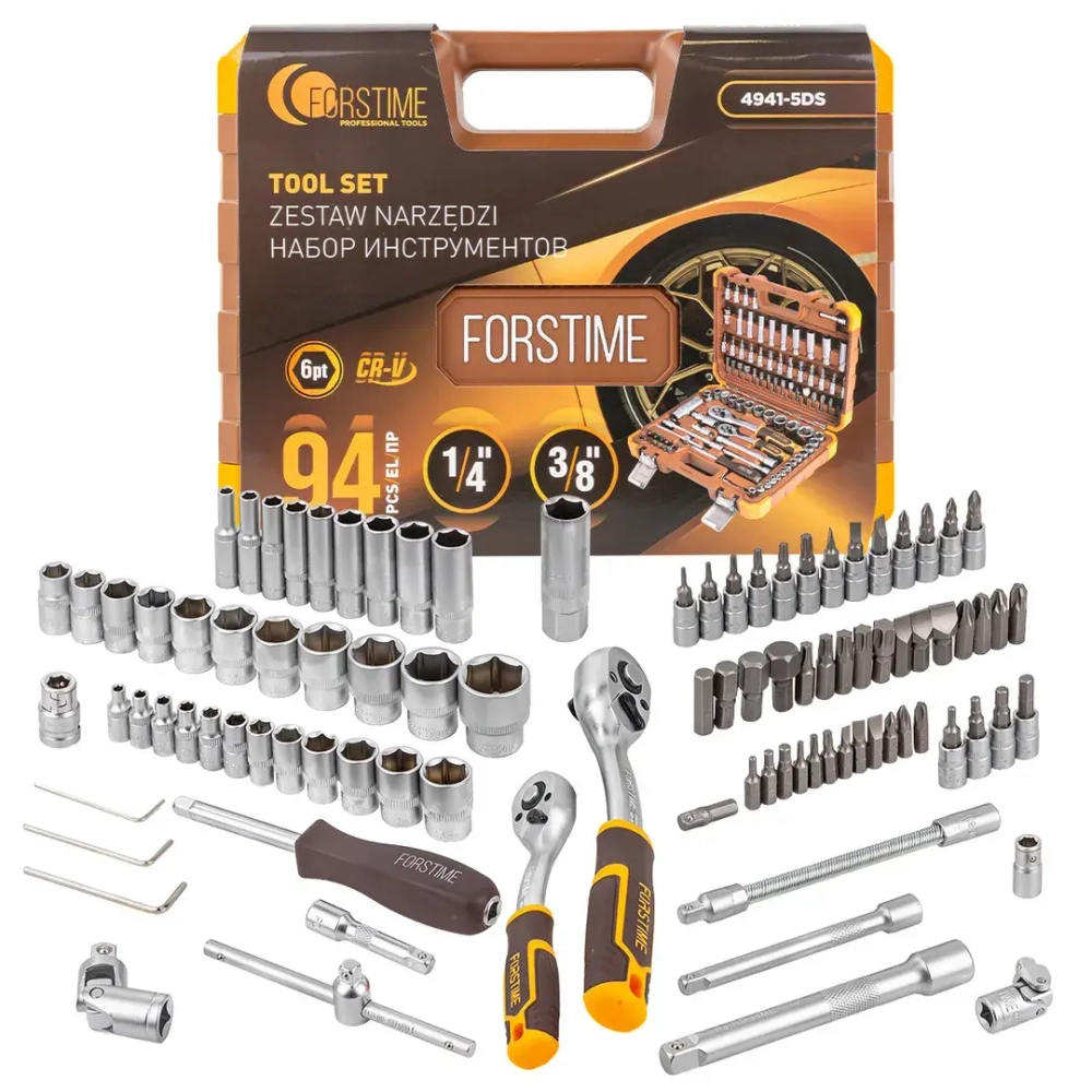 Набор инструментов 94 пр. 1/4''3/8''(6гр)(4-22мм) FORSTIME FT-4941-5DS-м